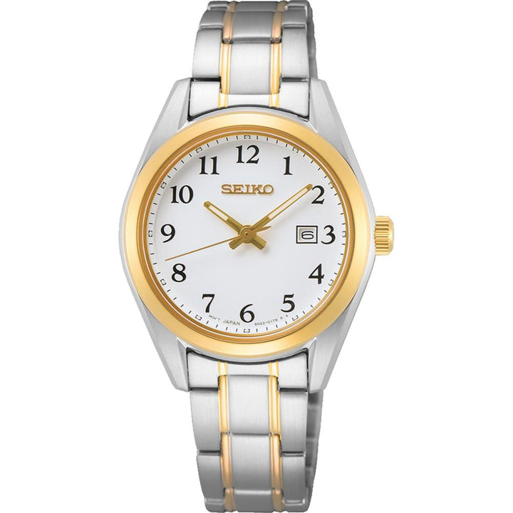 Seiko SUR466P1 bicolor dameshorloge met witte wijzerplaat en saffierglas