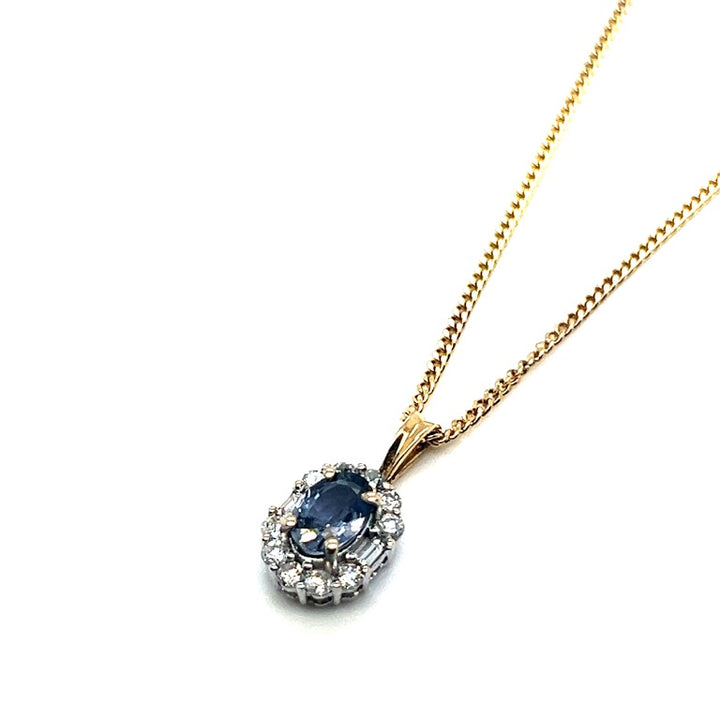 14 kt hanger saffier&diamant lady di type