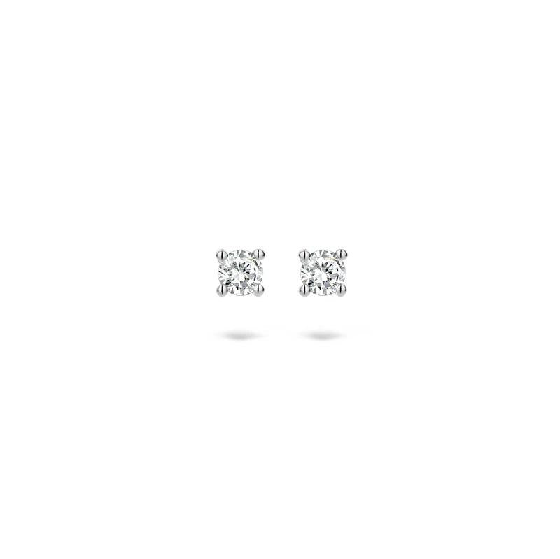 Oorknoppen 7602WDI - 14k Wit goud met Diamant