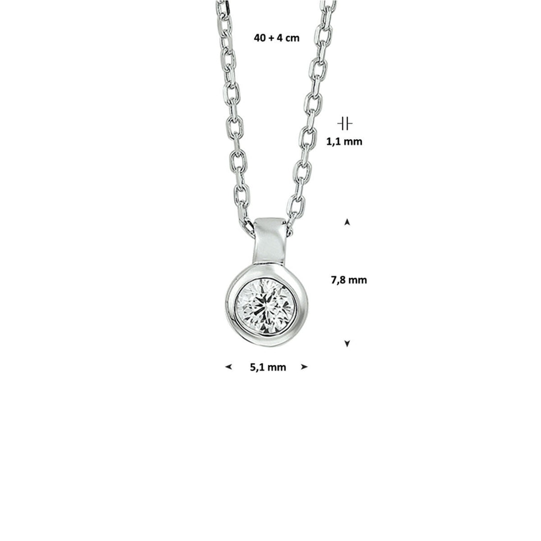 Zilveren Gerhodineerd Collier met Zirkonia – 1,1 mm – 40 + 4 cm