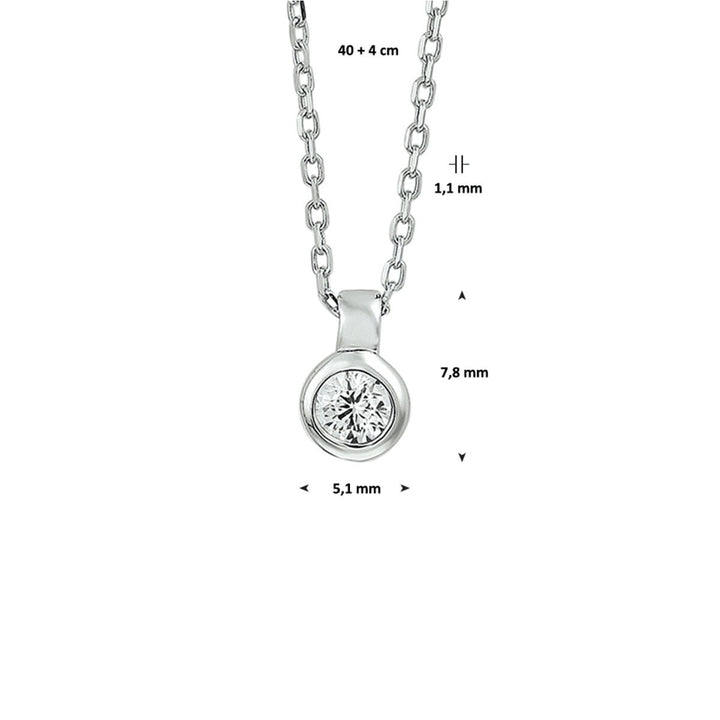 Zilveren Gerhodineerd Collier met Zirkonia – 1,1 mm – 40 + 4 cm
