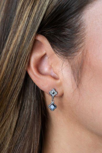 ZINZI zilveren oorsieraden met blauwe klavers 8mm ZIO2582