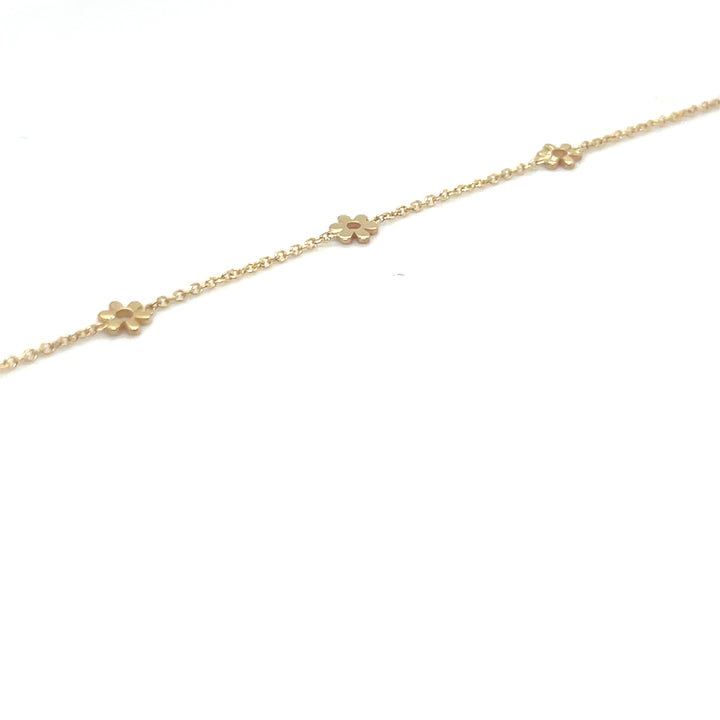 14 kt armband 5 x bloem 5mm 17-19 cm geel