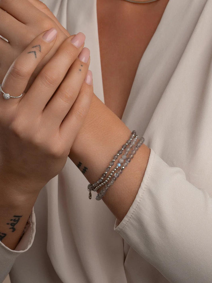 Bracelet | Labradorite Saturn small - Silver - 4mm SB-GEM18-ADD-4MM