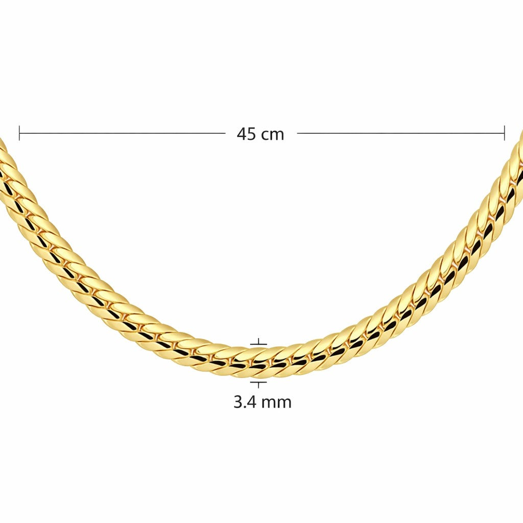 Occasion 14 Karaat Gouden Collier – Platte Gourmet Schakel – 45 cm