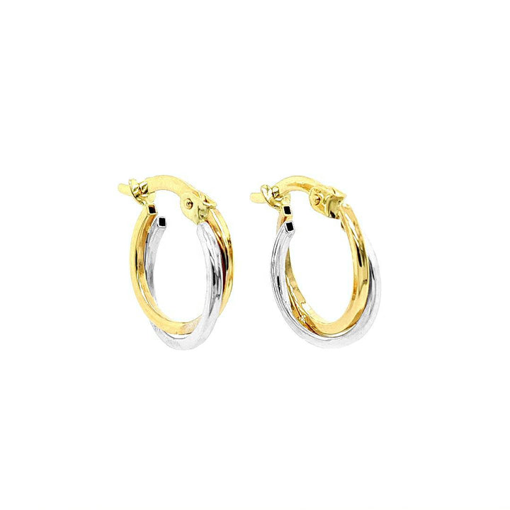 14 kt bicolor oorringen 14.8 & 2.1 mm breed