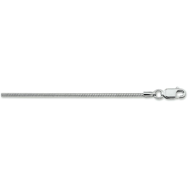 Zilver gerhodineerd collier slang rond 1.2mm 38 cm