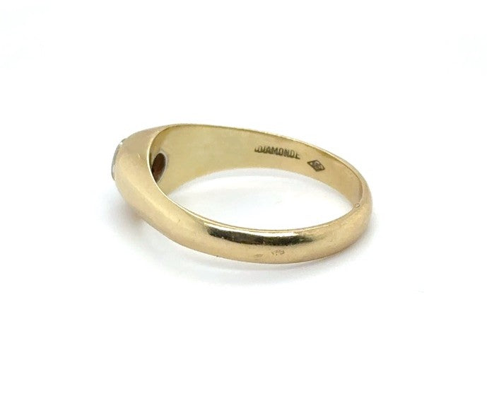 14 kt Geelgouden Engelse Ring met Diamant – Maat 64