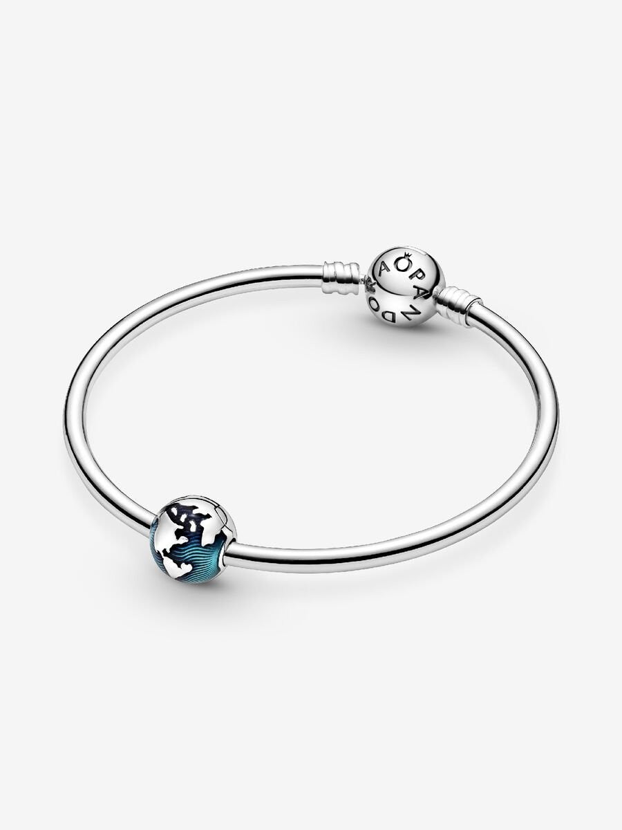 Pandora Globe sterling silver clip wit