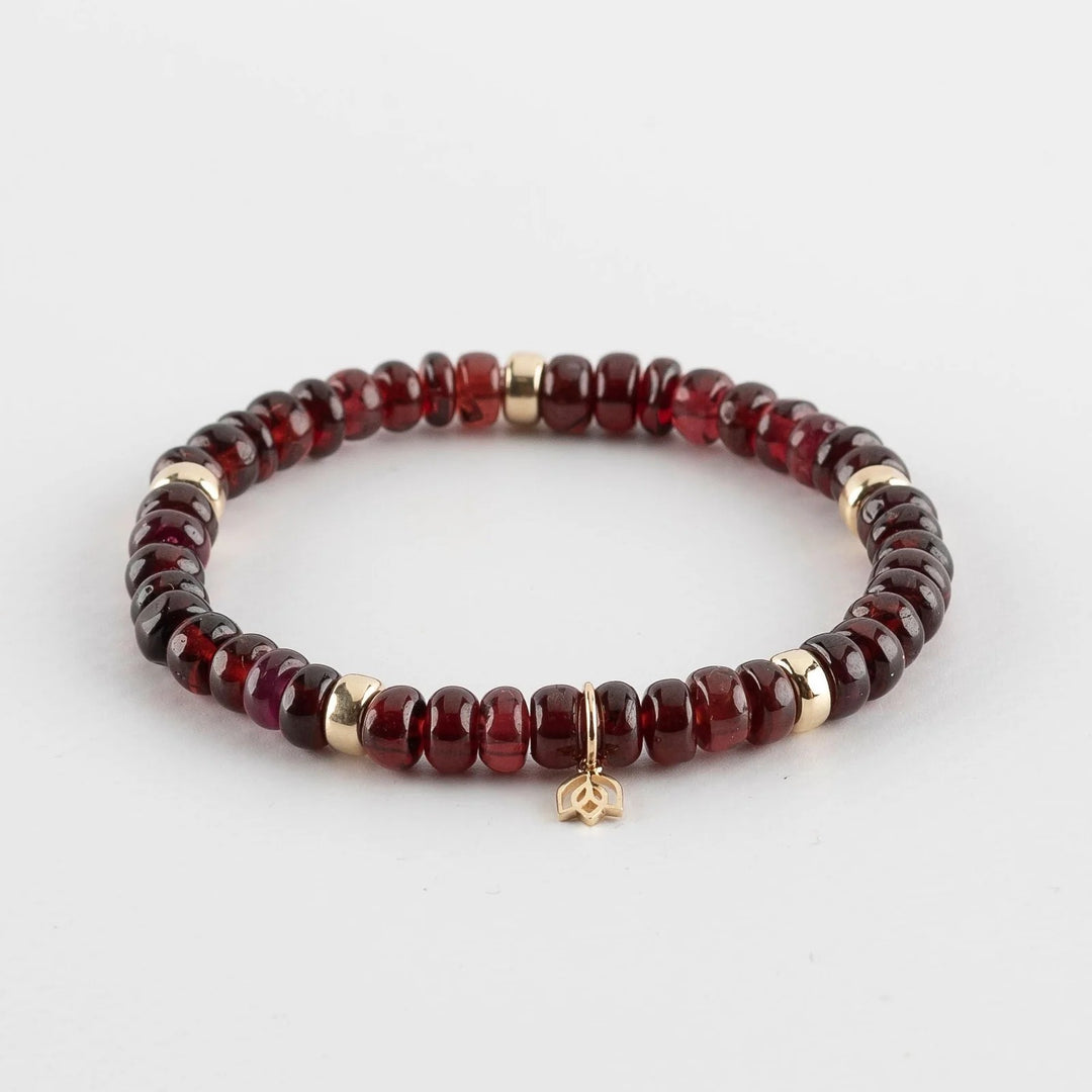 Y&G edelstenen armband | Granaat & 14k goud 7042