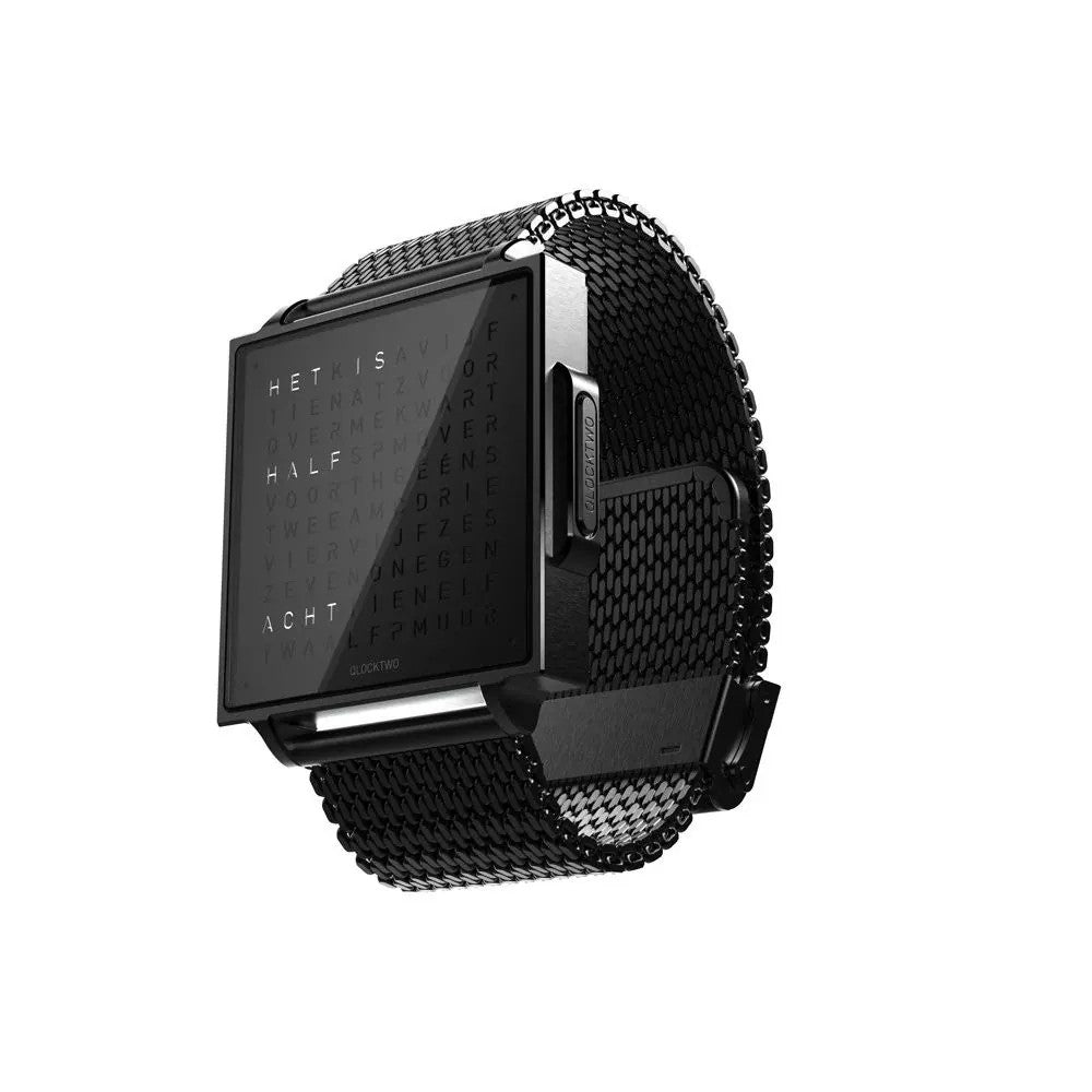 QLOCKTWO W BLACK STEEL, QW38NL6BLBMBLN