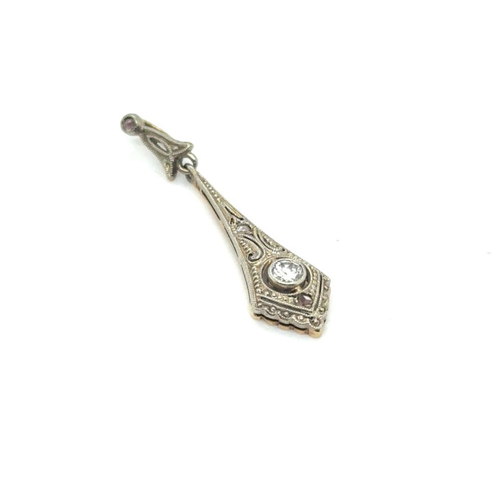 14 kt witgouden hanger art nouveau diamant 0.15ct
