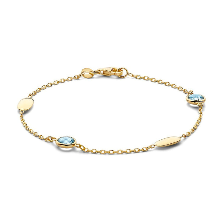 14 Karaat Geelgouden Armband met Blauwe Topaas – AT138135