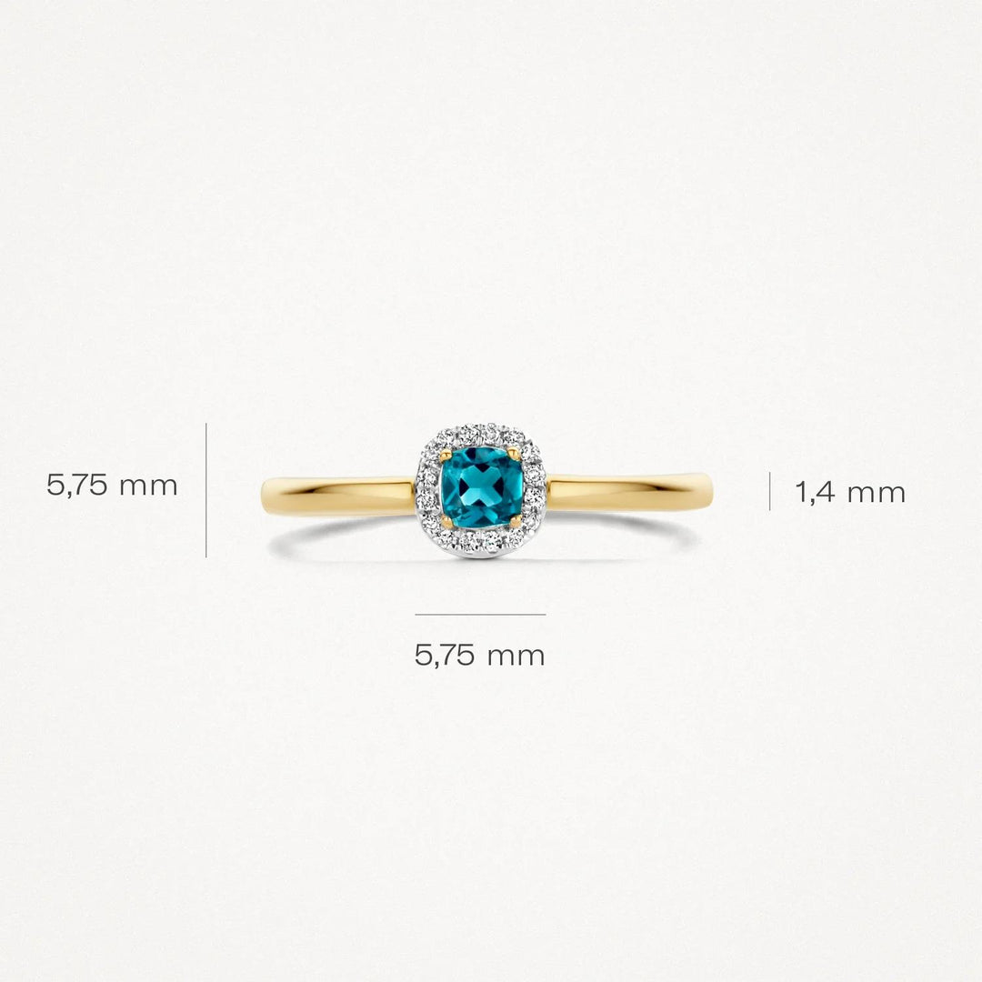 14k Geel en Wit Goud met diamant & london blue top