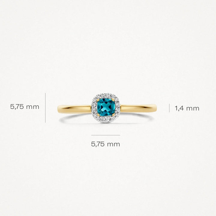14k Geel en Wit Goud met diamant & london blue top