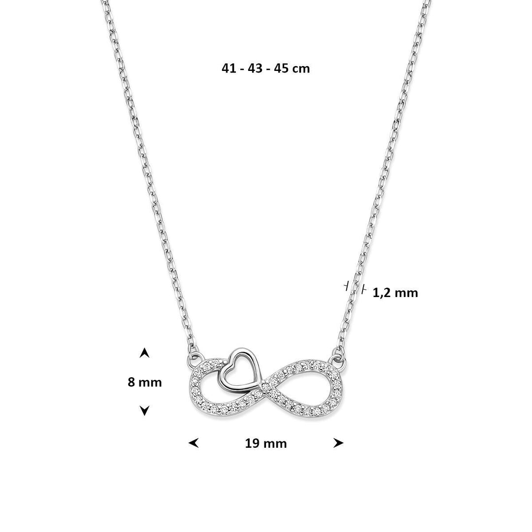 Zilveren Infinity Collier met Hartje en Zirkonia