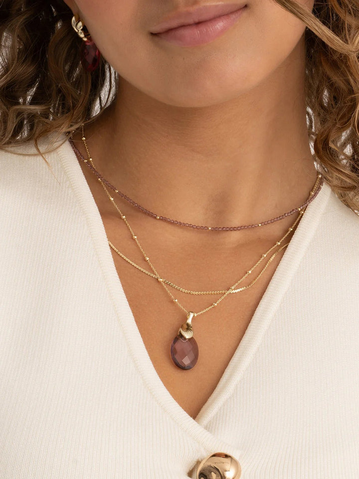 Sparkling Jewels Pendant Edelsteen Medium Oval Aubergine Quartz – PENGEM59-MO