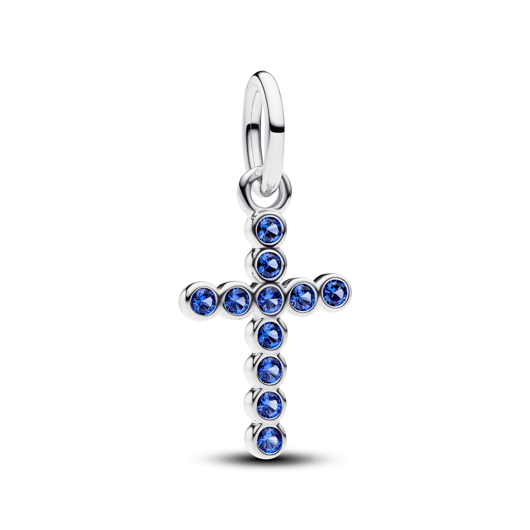 Pandora Cruz Cross Gangle Stellar Blue Crystal