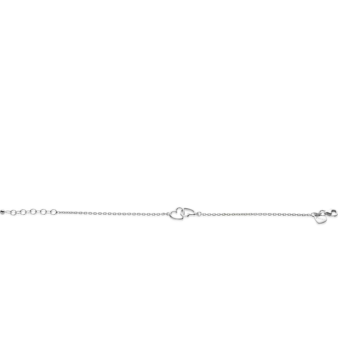 ZINZI zilveren armband met 2 verbonden hartjes 16,5-19,5cm ZIA2513