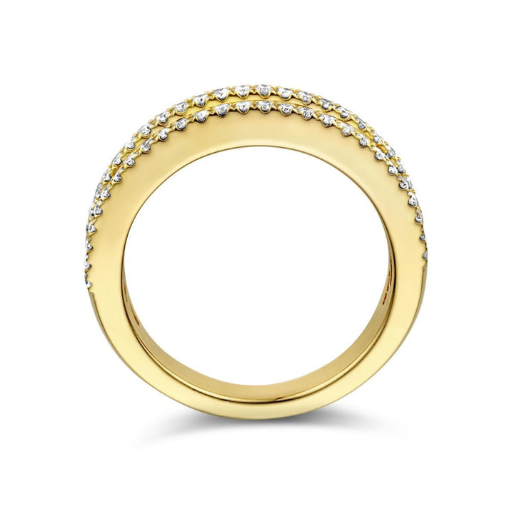 14 kt geelgouden regenboog ring saffier & Diamant