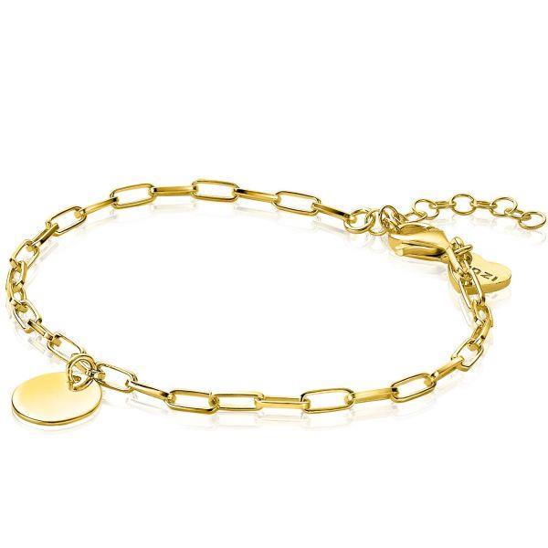 ZINZI zilveren armband 14K geel verguld met paperclip schakels ZIA2166G