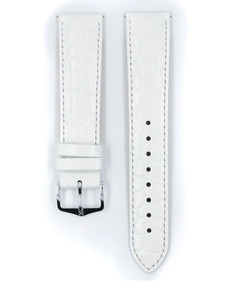 HIRSCH CROCOGRAIN M WHITE CALF 20/18MM
