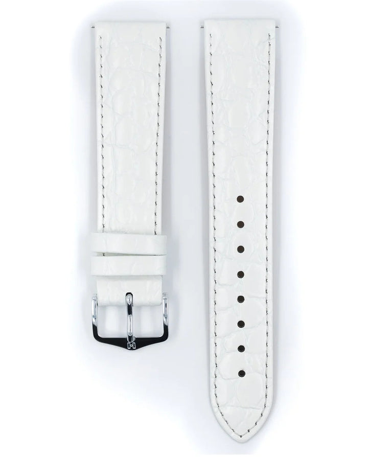 HIRSCH CROCOGRAIN M WHITE CALF 20/18MM