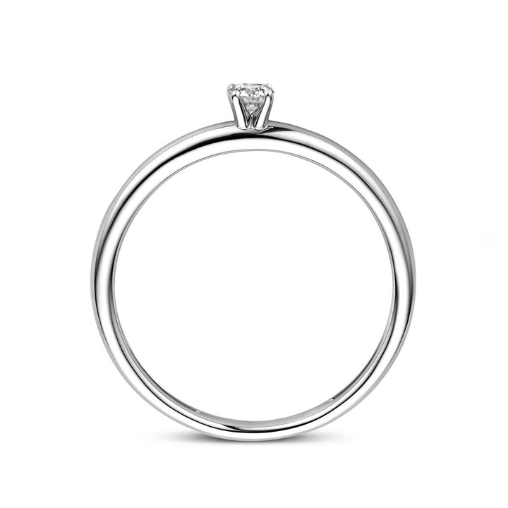 Productomschrijving – 14 karaat witgouden verlovingsring met diamant (0.09 ct H/Si1)