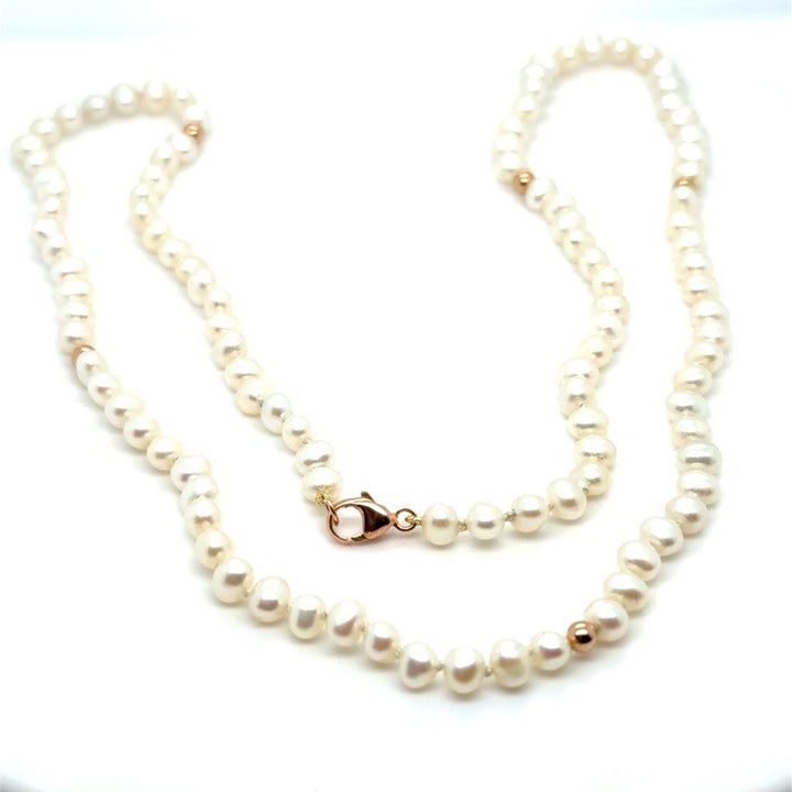 Zoetwater Parel Collier met 14 Karaat Roségouden Beads – 50 cm