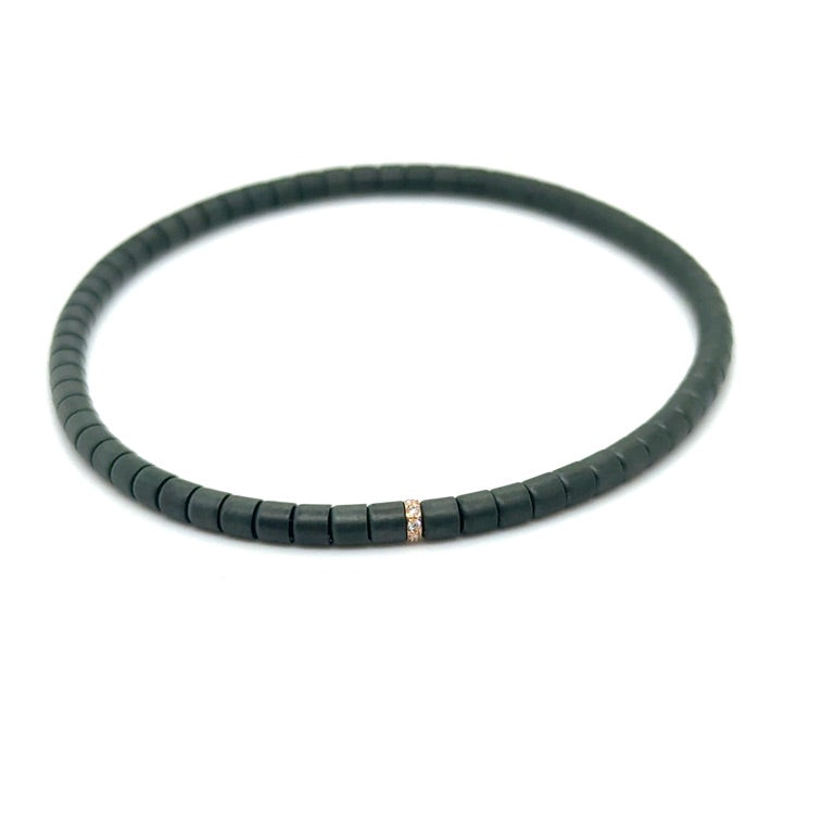 Orotech 18 kt Armband B1713VRW Groen Mat Ceramic met Diamant 0.04 ct