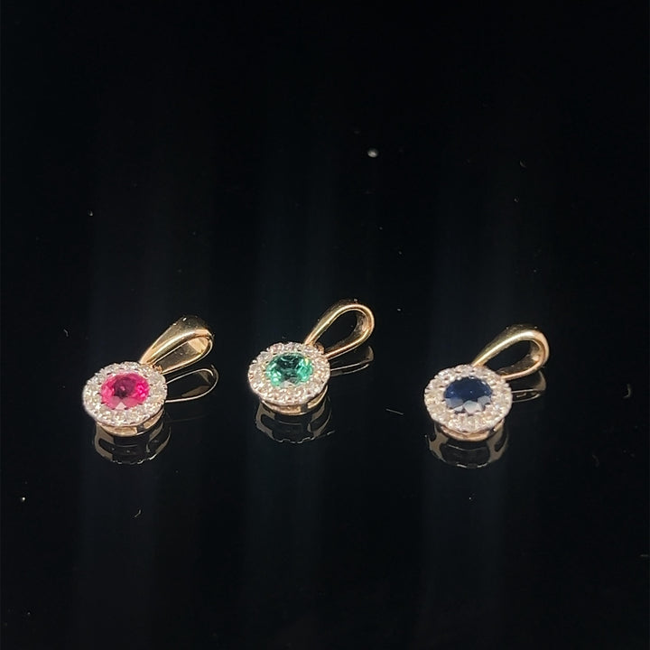 14 kt hanger saffier 0.25ct en diamant gezet 0.09 ct Tw/Si