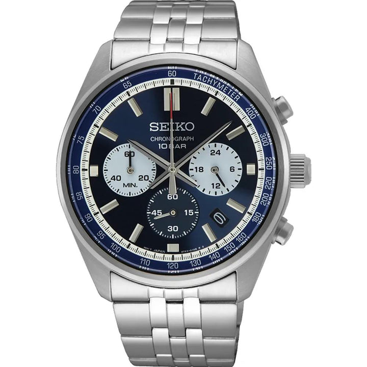 Seiko SSB427P1 chronograaf herenhorloge met blauwe wijzerplaat