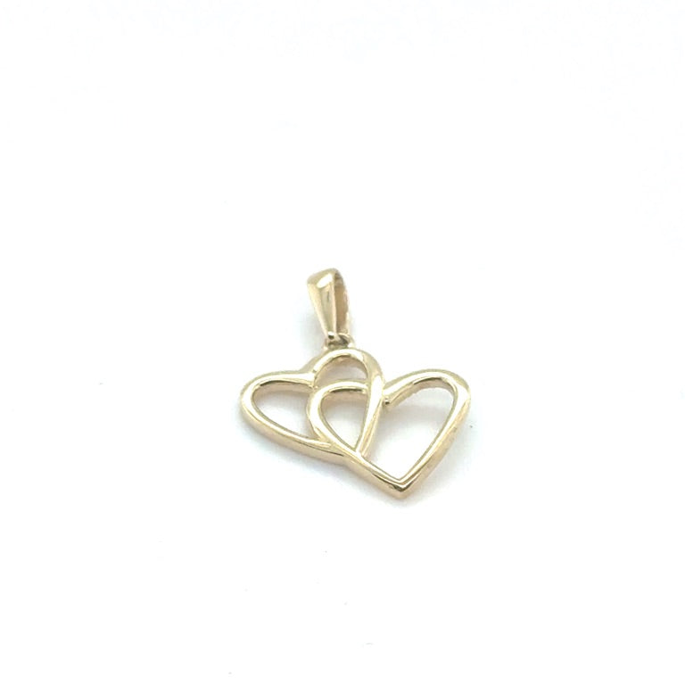 14 Karaat Geelgouden Dubbel Hart Hanger
