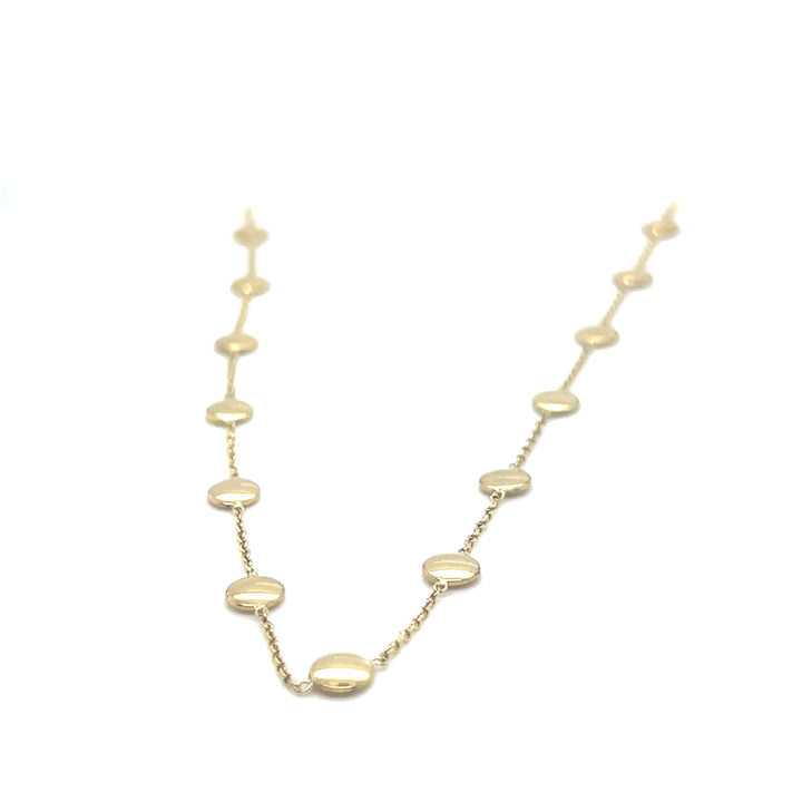 14 kt collier met 22 schoteltjes 5 mm & 45 cm
