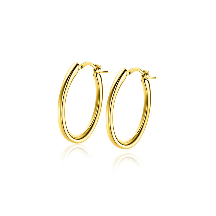 ZINZI gold plated zilveren oorringen met organisch gevormde buis 3mm breed en handige bovensluiting ZIO2700G
