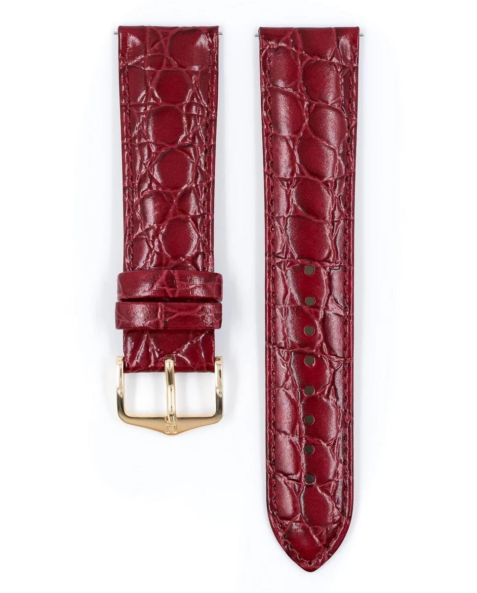 HIRSCH CROCOGRAIN M BURGUNDY CALF 18/16MM