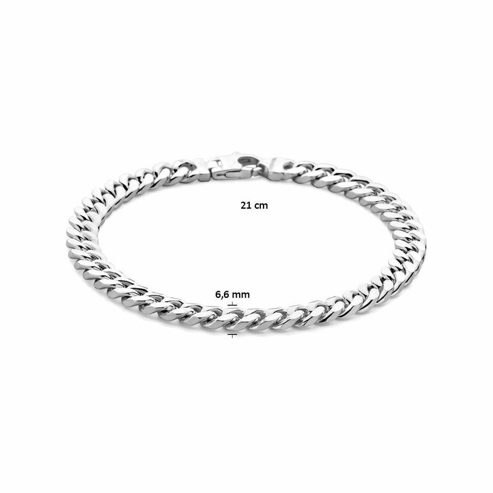 armband gourmette 6,6 mm 21 cm 6-zijdes geslepen