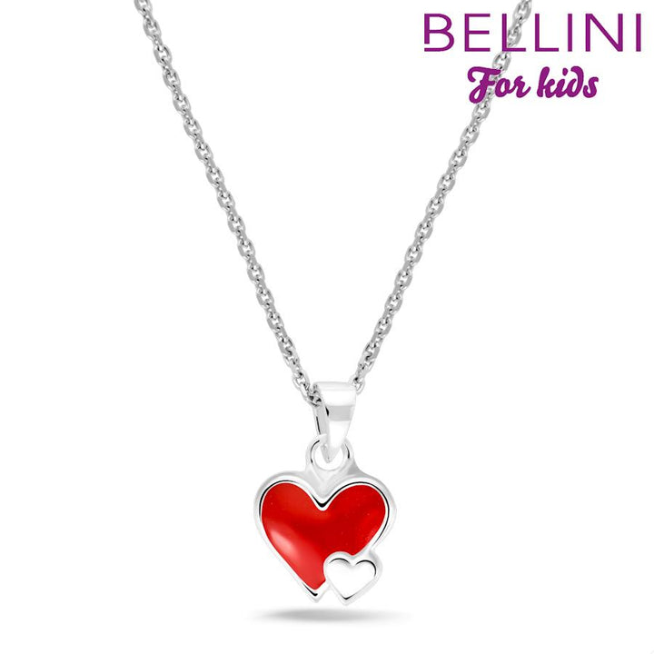 zilveren collier met hanger hartje rood