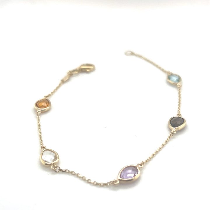 14 kt armband diverse edelstenen druppelvorm 19 cm