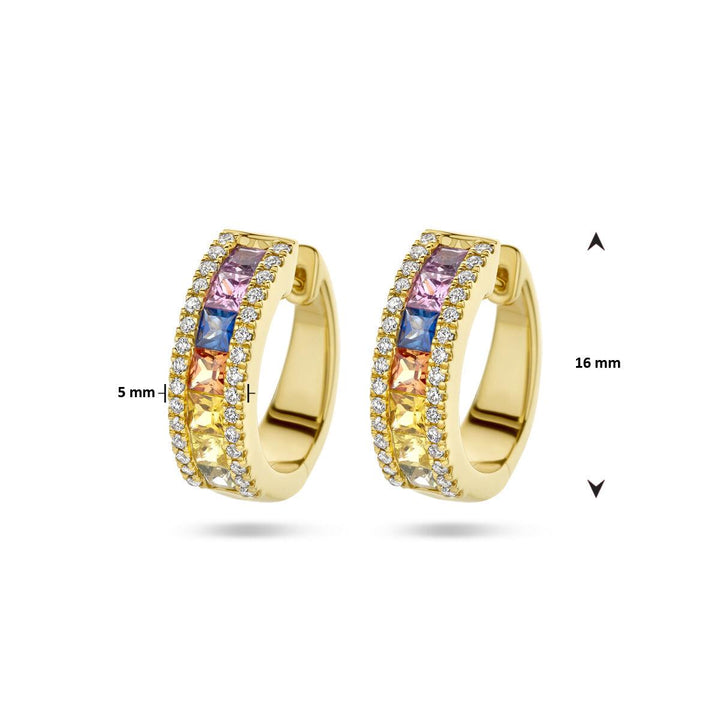 14k Geelgouden klapoorringen uitgevoerd met saffier & Diamant