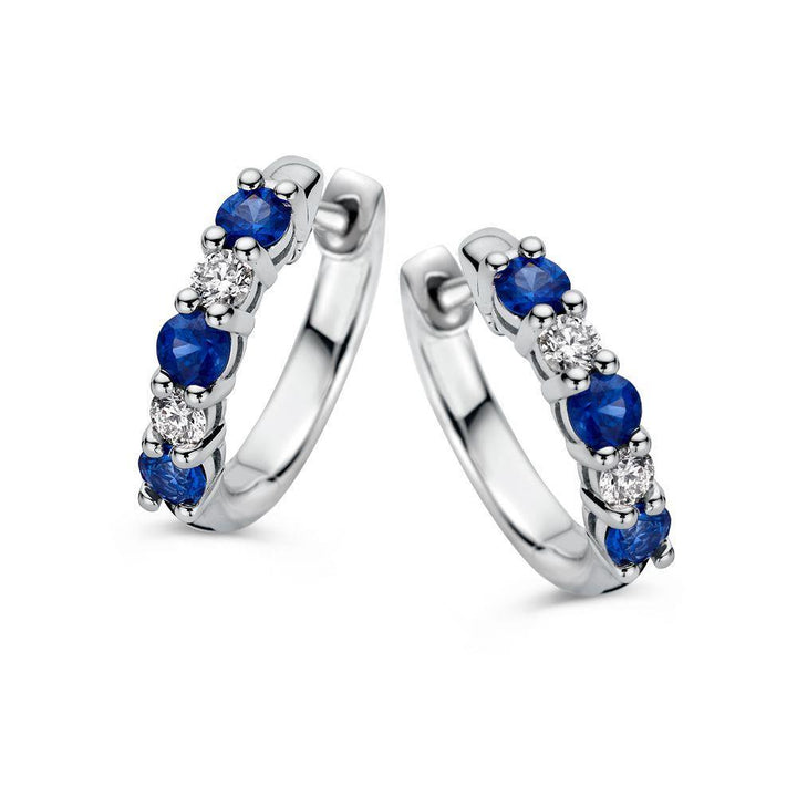 Oorringen witgoud briljant+saffier OG237539