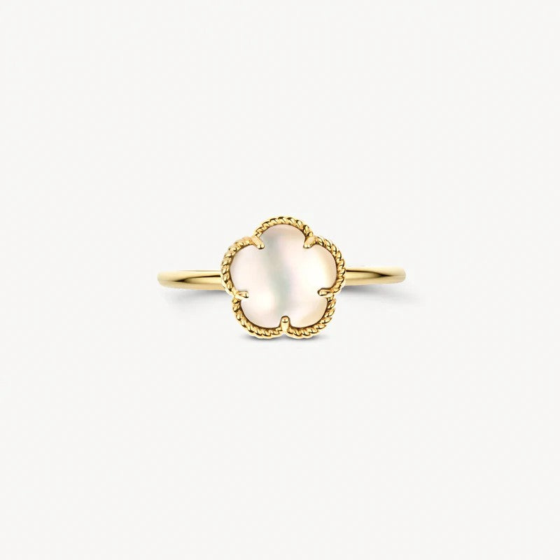 Blush 14k Geelgouden Ring met Parelmoer Bloem – 1281YMQ/54
