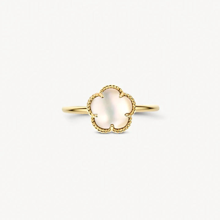 Blush 14k Geelgouden Ring met Parelmoer Bloem – 1281YMQ/54