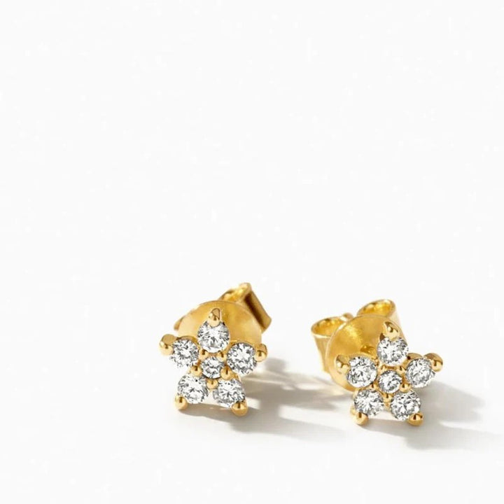 14 kt Geelgouden Oorknoppen Ster met Lab Grown Diamanten - LG7018Y