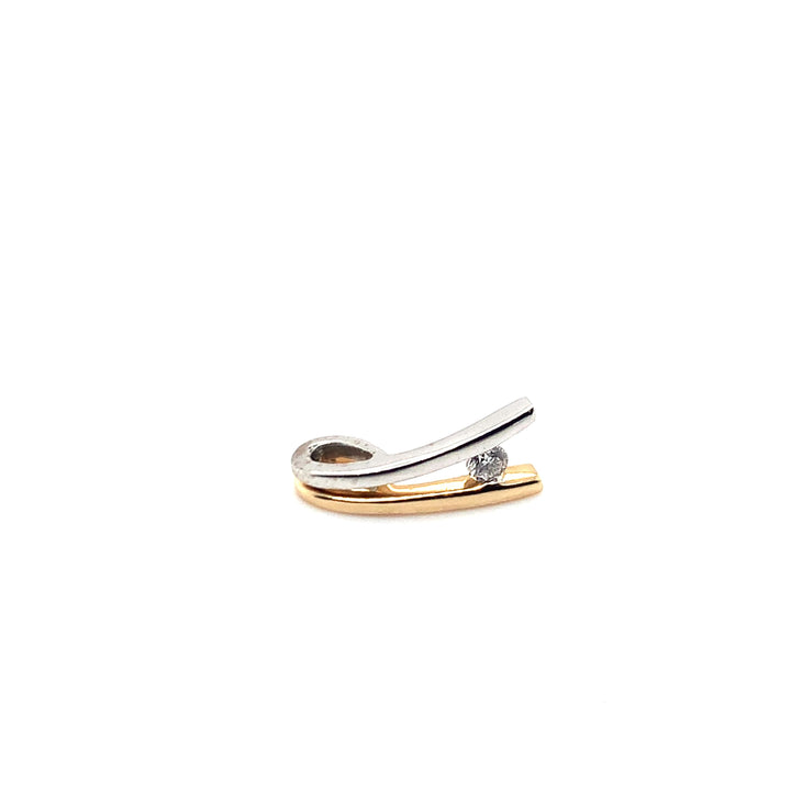 14 kt bicolor gouden hanger diamant 0.04ct GTD351-B