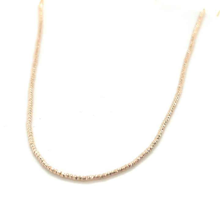 14 karaat rose gouden collier met gefacetteerde balletjes 1,5 mm 45 cm