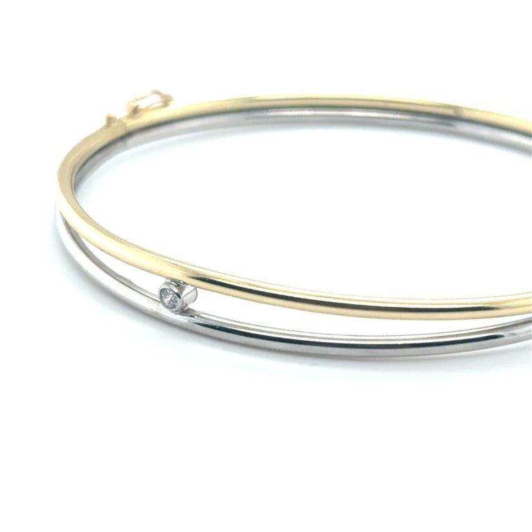 Fjory Slavenarmband 14 Karaat Geel- en Witgoud met 0,05 ct Diamant – 41-A30XX022-0,05