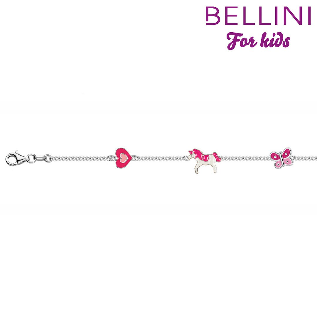 zilveren armband unicorn en roze hart 573.066