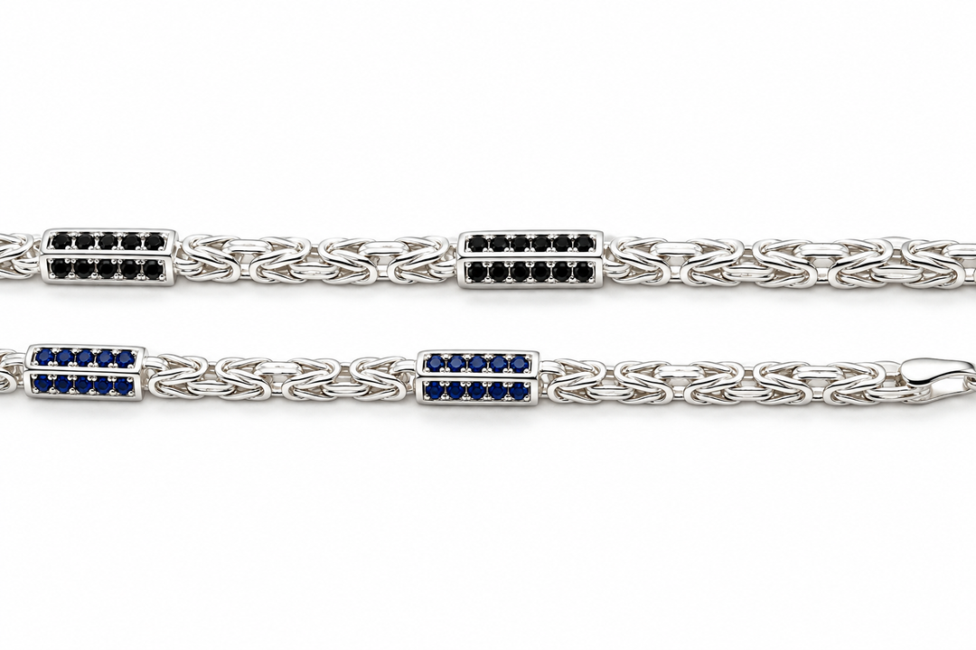 Zilveren Koningsschakel collier 3 mm met Onyx 55 cm