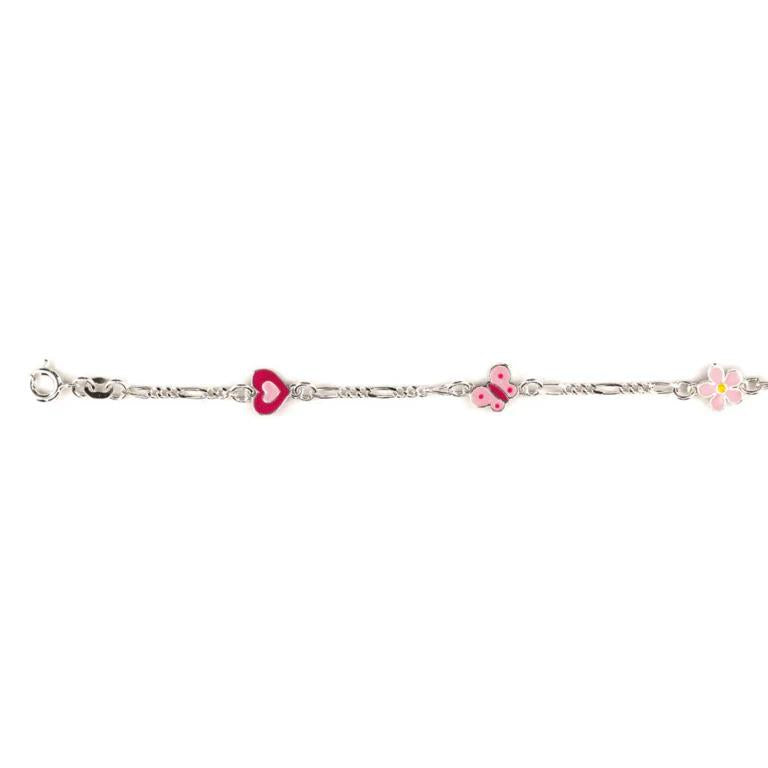 Tedora Bellini zilveren armband rose hart en bloem 573.041